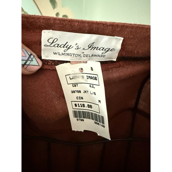 Lady’s Image Blazer Medium Rust Red Blazer Jacket Lagenlook Artsy Linen - Picture 5 of 10